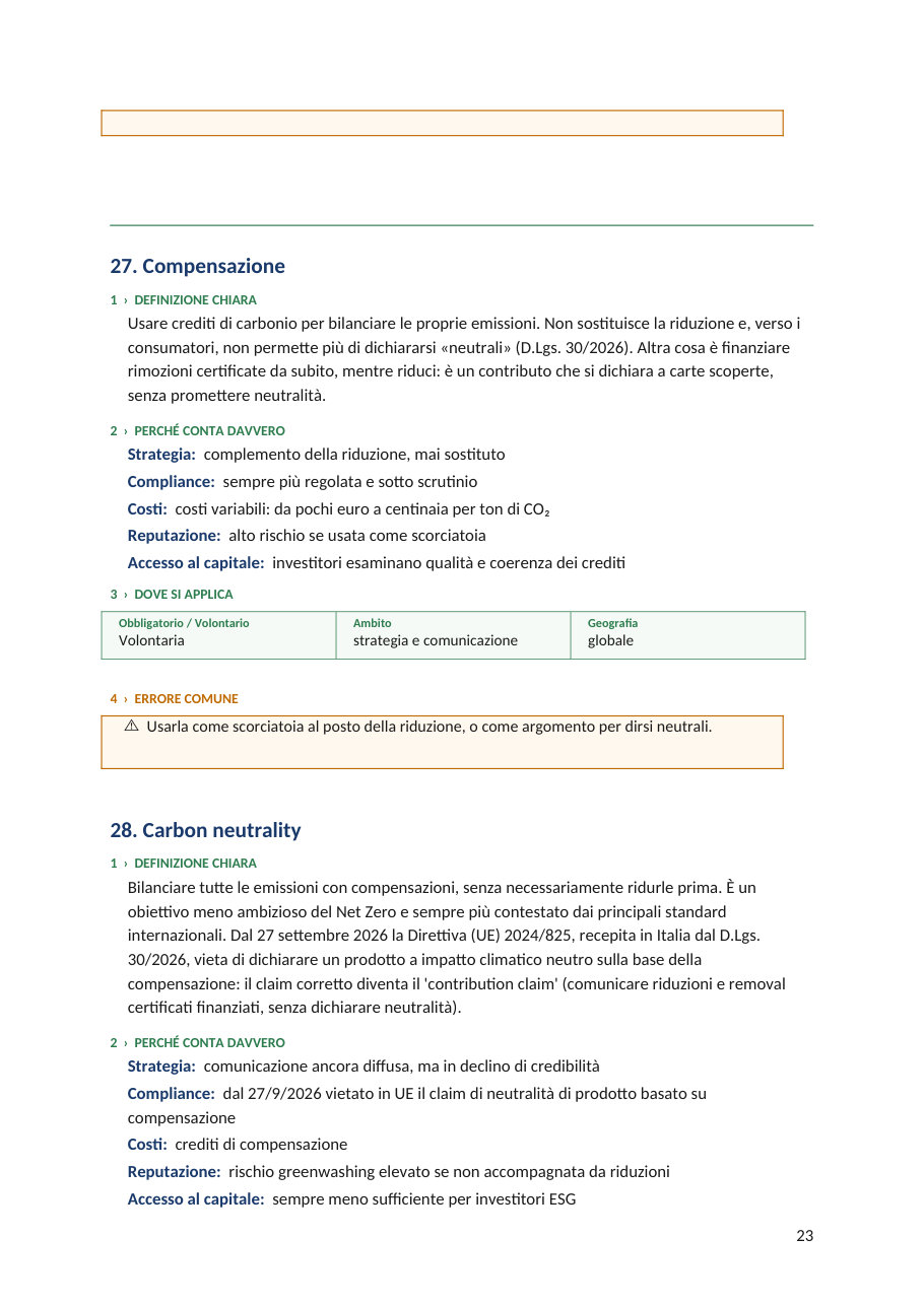 Una pagina interna del Dizionario ESG & Carbon